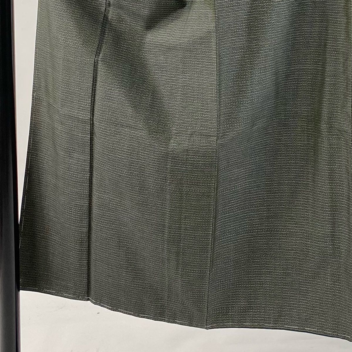 男着物 身丈148cm 裄丈68cm L 袷 アンサンブル 紬 幾何学 茶緑色 正絹 秀品