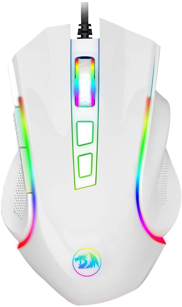 Redragon レッドラゴン M602 RGB 有線ゲーミングマウス RGBスペクトラムバックライト人間工学マウス グリフィン 8つのバックライトモードでプログラム 最大7200DPI Windows PCゲーマー用 ホワイト M602-W