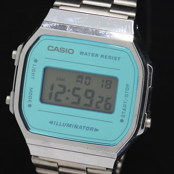 稼働 カシオ 3298 A168WE QZ デジタル文字盤 メンズ/レディース