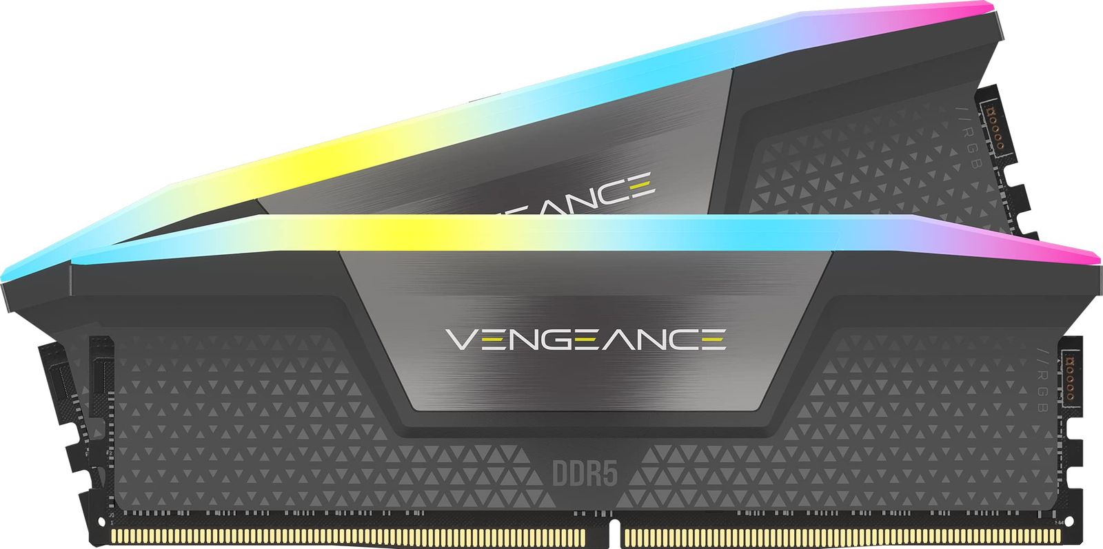 CORSAIR DDR5-5600MHz デスクトップPC用メモリ VENGEANCE RGB DDR5シリーズ PC5-44800 AMD EXPO Intel XMP メモリキット64GB ブラック グレー 32GB×2枚 CMH64GX5M2B