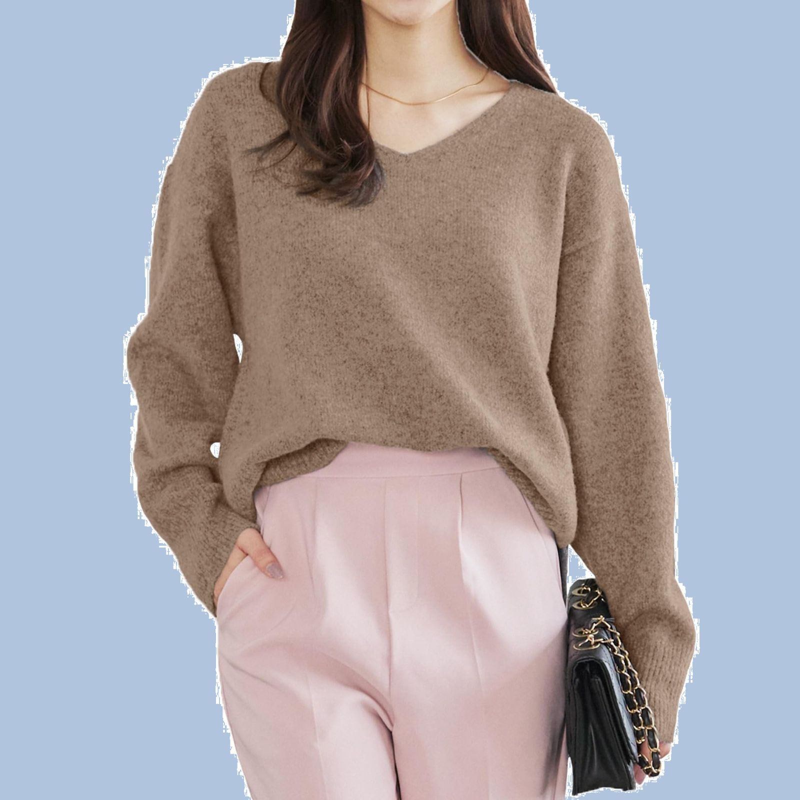 【限定SALE，定番】 無地 長袖 体型カバー ゆったり 秋 洗えるニット レディース 冬 トップス セーター [C6301] ニット [神戸レタス] セーター