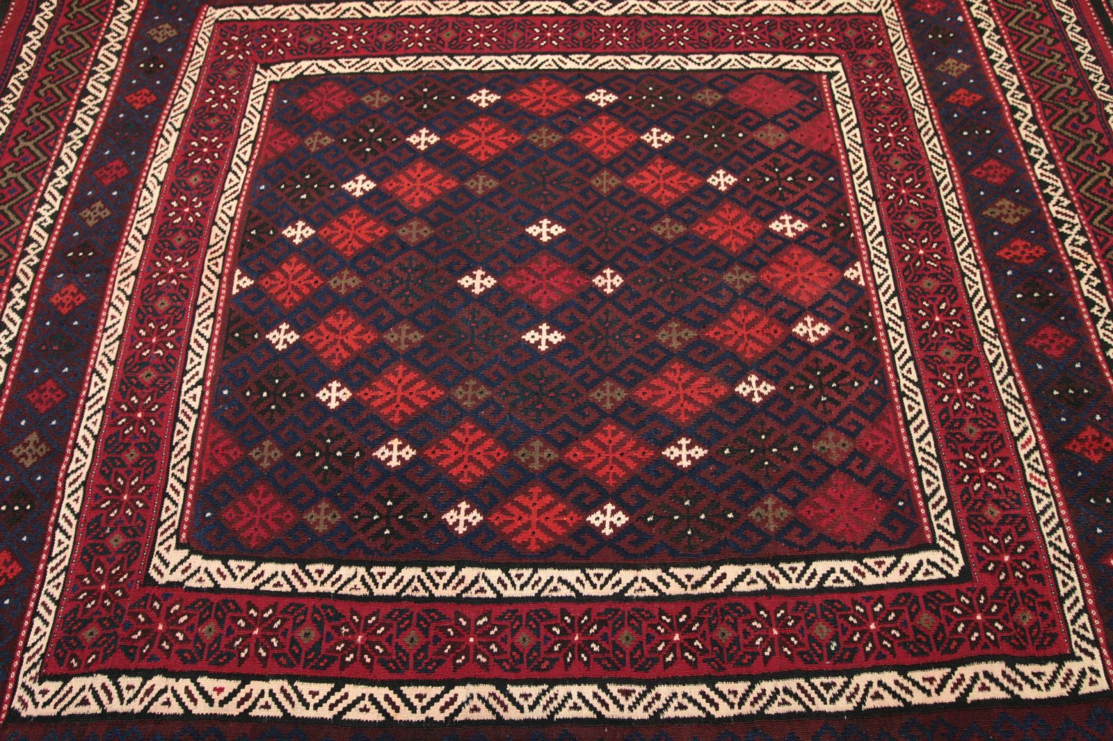 90's ヴィンテージラグ 手織りキリム マイマナ産 ウール100% 90's