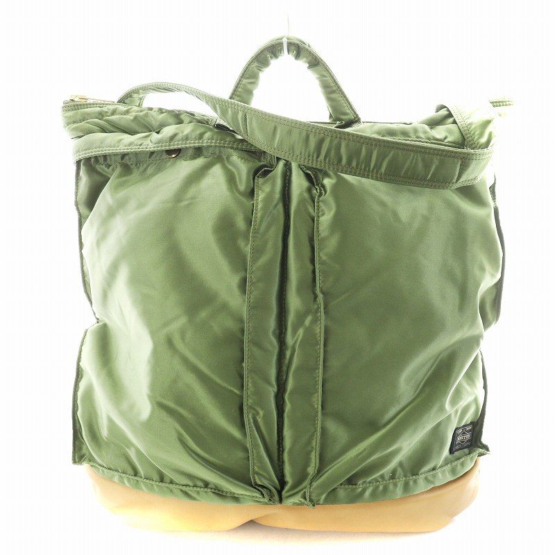 ポーター 吉田カバン × ロッキーマウンテン フェザーベッド × ビームス BEAMS AIR FORCE COLLECTION タンカー ヘルメット ハンドバッグ ショルダーバッグ ナイロン ベージュ カーキ |AN2