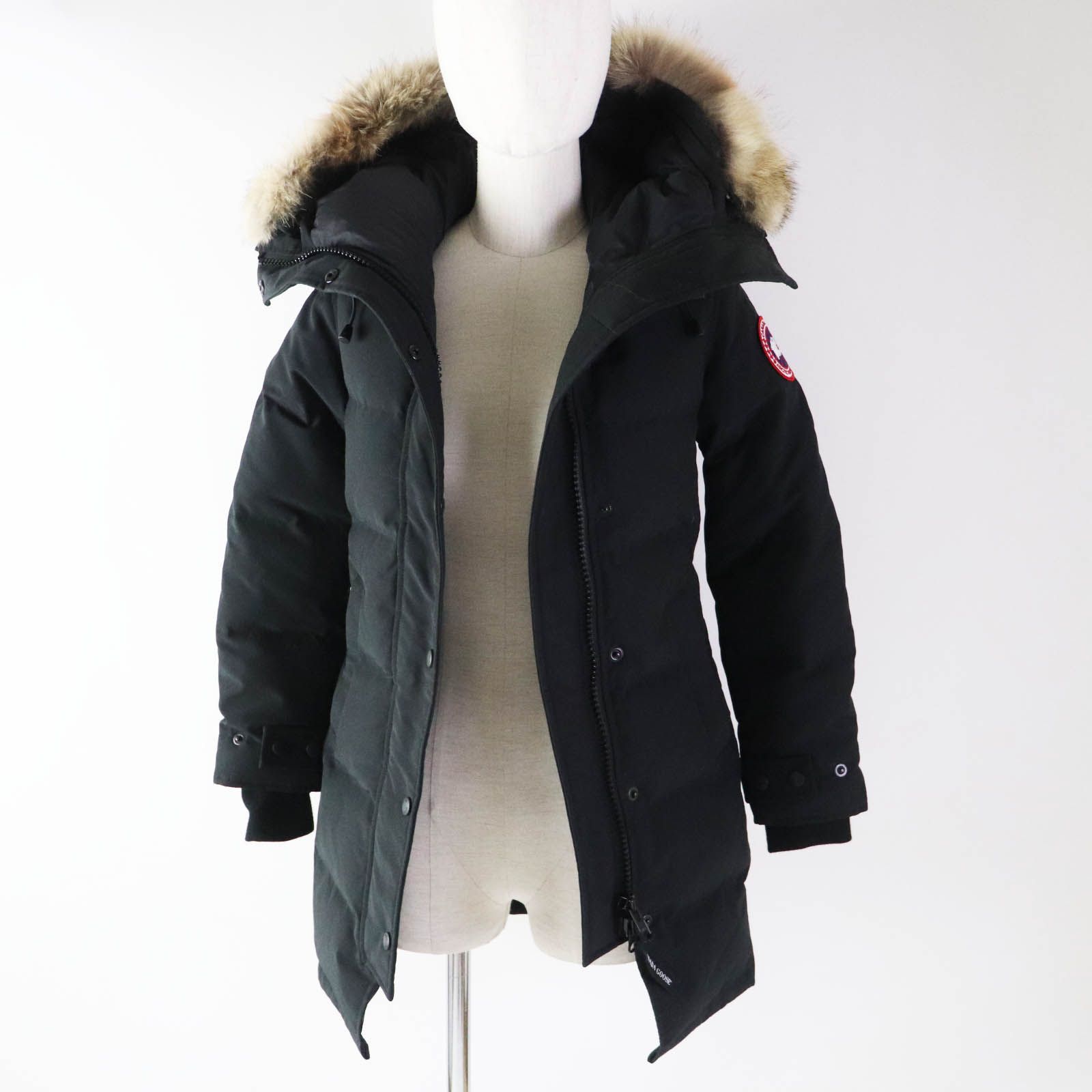 美品◎CANADA GOOSE カナダグース 2302 MACKENZIE PARKA マッケンジーパーカ ワッペン付き ダウンコート ブラック  2XS 正規品 レディース