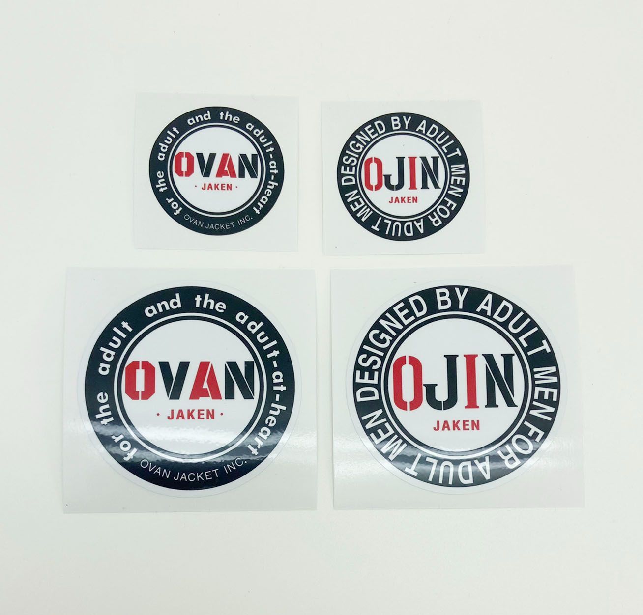 ステッカー OVAN OJIN カーステッカー パロディ シール 4枚セット 