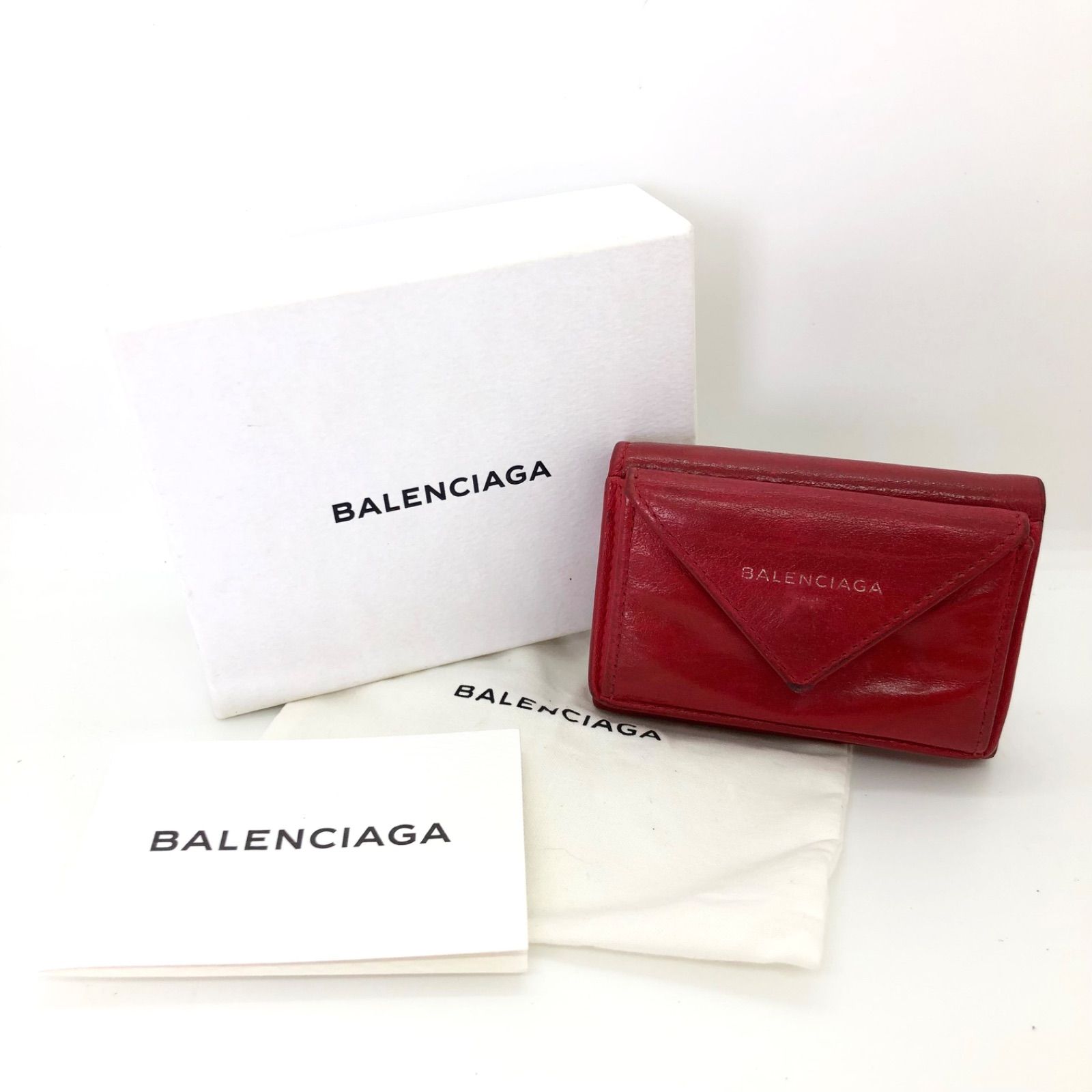 BALENCIAGA バレンシアガ ペーパーミニウォレット 三つ折り財布 レター 