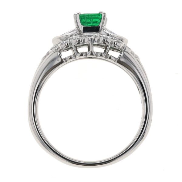 Pt900 プラチナ リング エメラルド ダイヤモンド 0.30ct