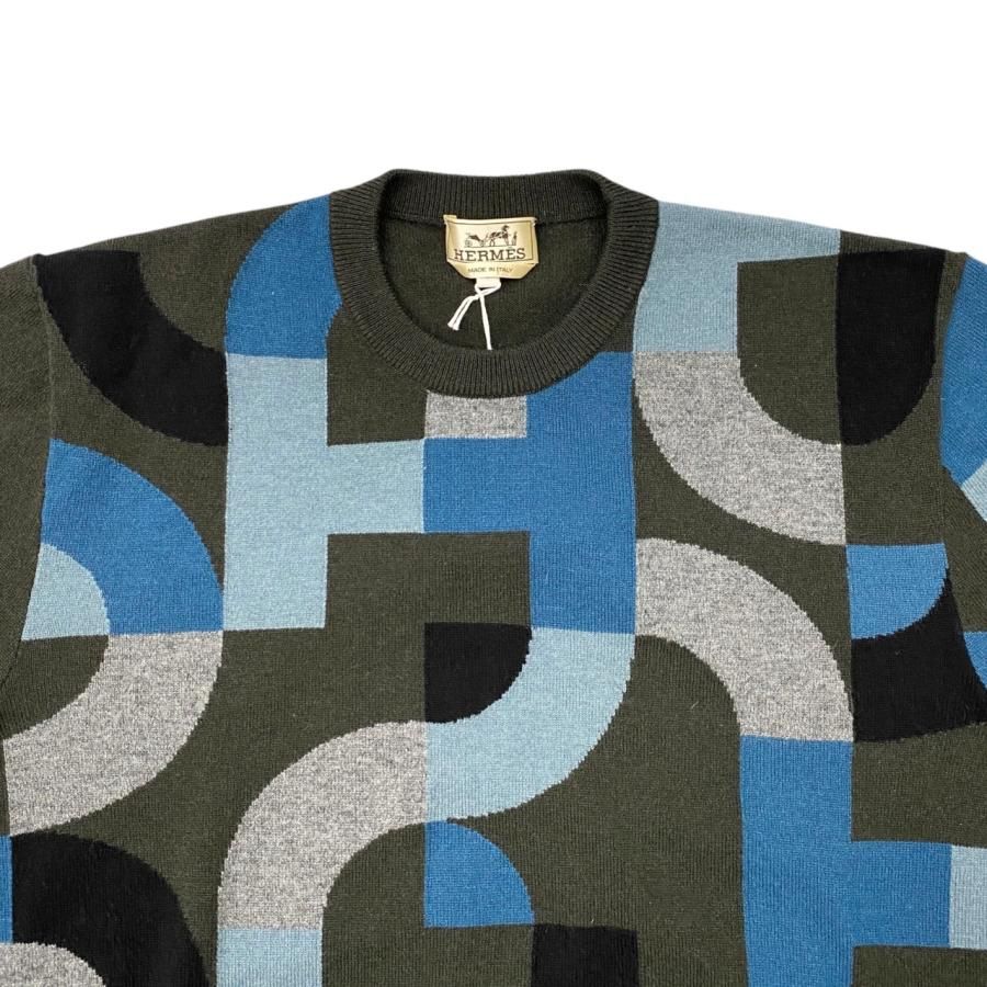 ☆E3767 エルメス 半袖セーター インターシャ マイヨン・パズル ニット