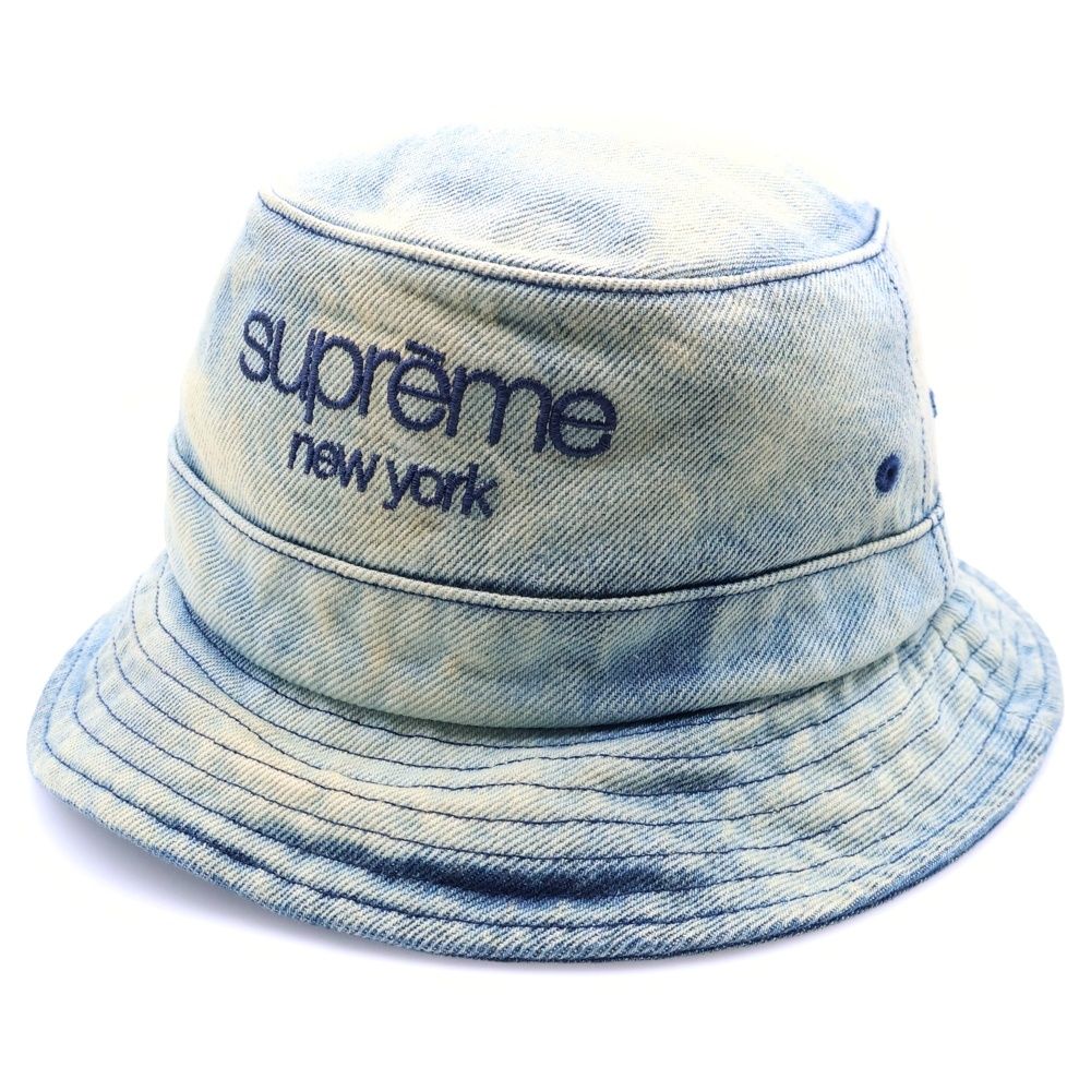 SUPREME シュプリーム 24SS Chino Twill Crusher チノツイルクラッシャー ロゴ刺繍 バケットハット インディゴ