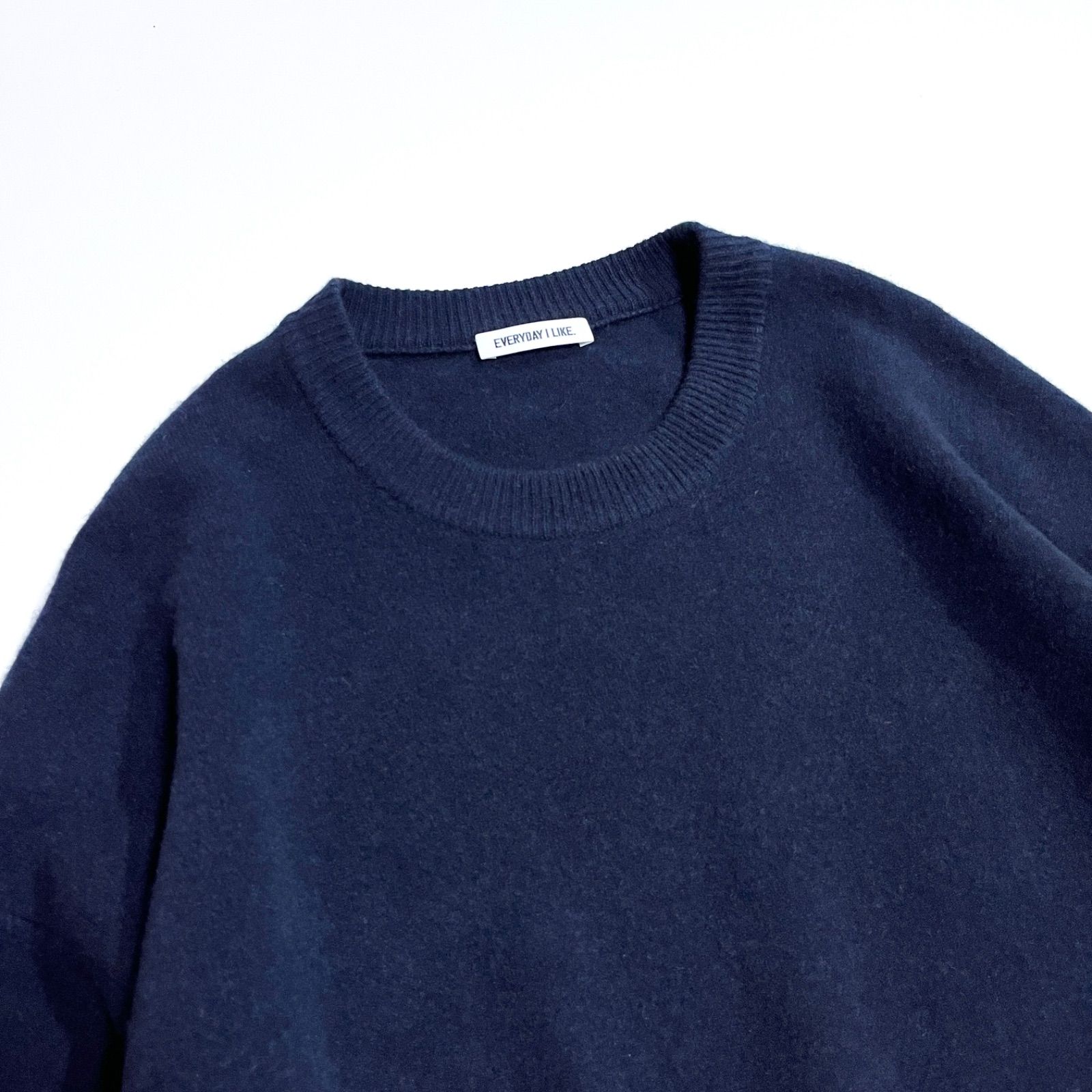 ci08 EVERYDAY I LIKE. フランネル カシミヤ クルーネック ニット 厚手 