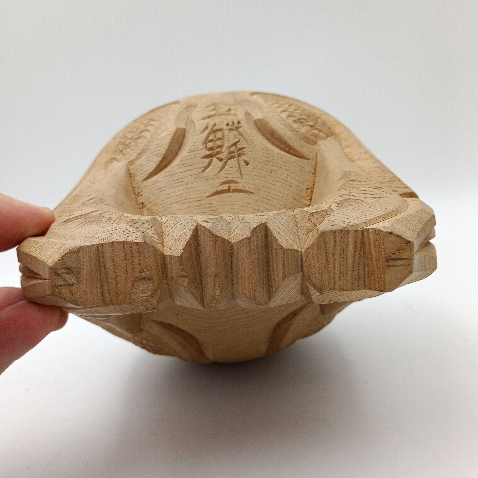 K-0663】木魚 龍彫 玉鱗工 寺院 仏具 鳴り物 仏教美術 幅約15