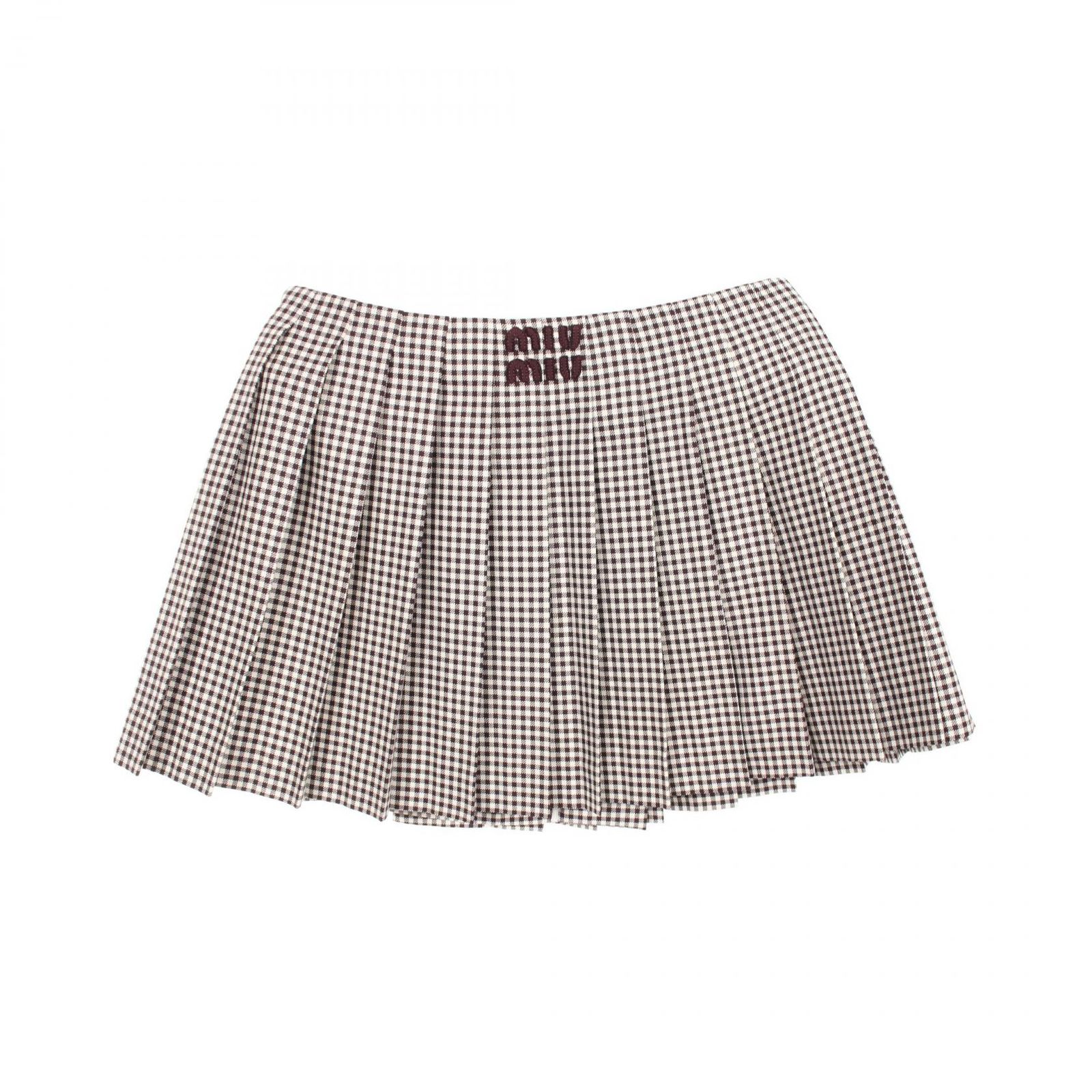 ミュウミュウ　MIU MIU　スカート　ウール Miu Miu ミュウミュウ チェック ミニスカート | グレー