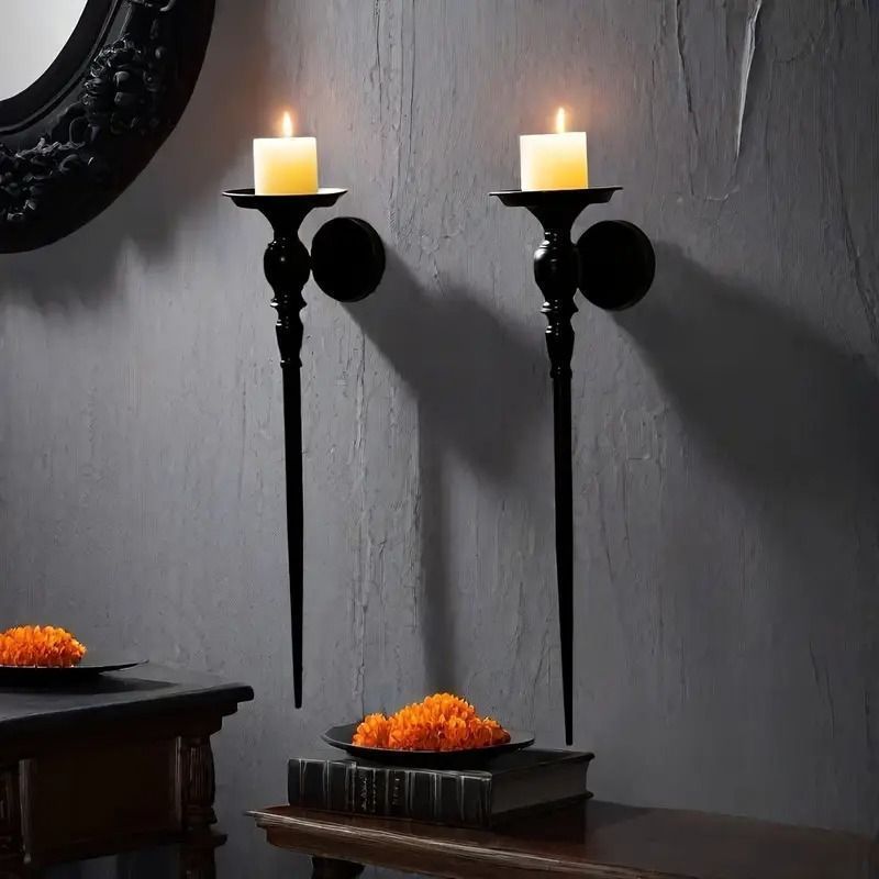 【アンティーク】アイアン ウォールキャンドルスタンド ダブル 2本立て 壁掛け アンティーク】アイアン ウォールキャンドルスタンド ダブル 2本立て