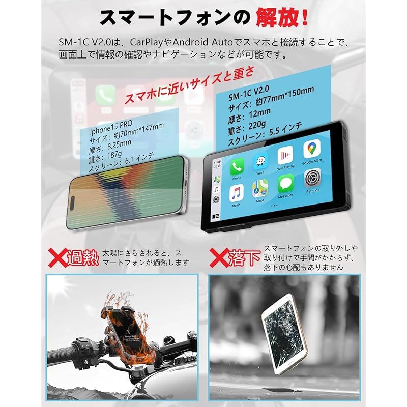 超薄型+USB給電可能】 ニコマク NikoMaku バイク用 スマート