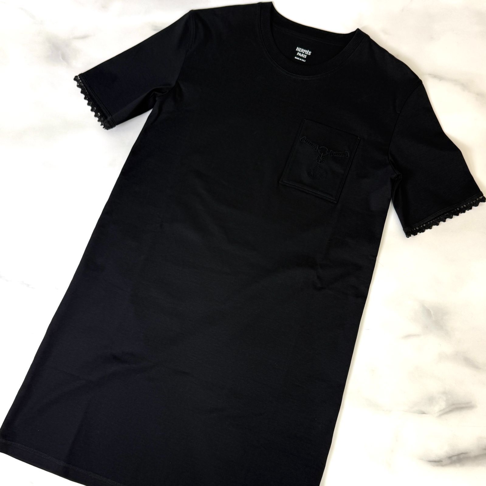 鑑定済み【 美品 】エルメス 《 Embroidered pocket flared dress 