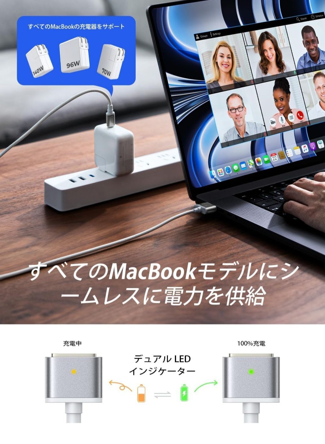 ☆LISEN 140W Macbook Air 充電ケーブル (2m、PD3.1超高速充電