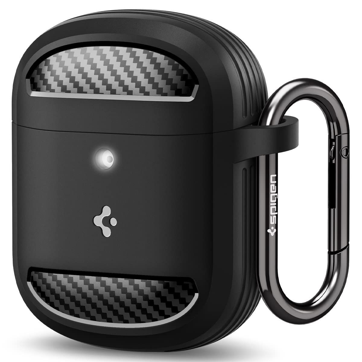 【新着商品】軽量 キズ防止 リング付き カラビナ 衝撃 対応 ワイヤレス充電 吸収 二重構造 TPU シンプル PC 耐衝撃 ラギッド・アーマー ケース Pro ACS05133 Buds Pixel (マット・ブラック) Spigen