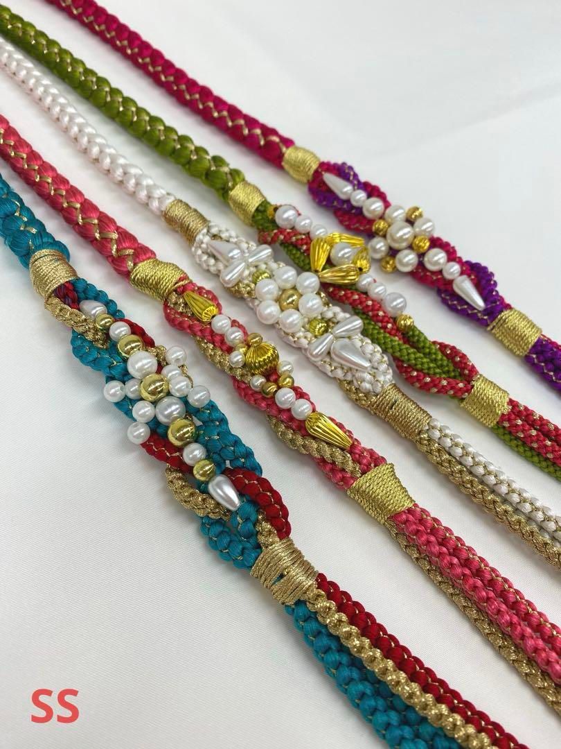 振袖用帯締め 飾り付き 5本おまとめ 正絹 ♥品