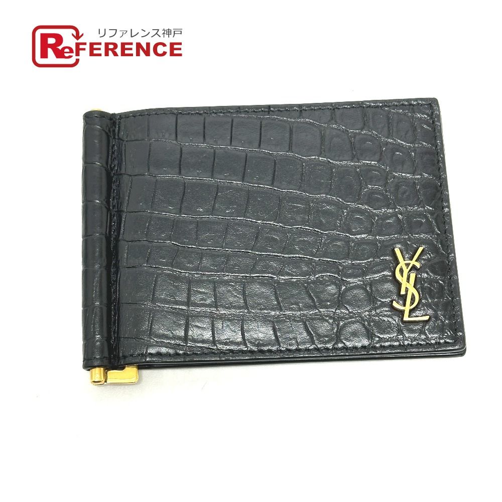 SAINT LAURENT ブラックレザー マネークリップ SAINT LAURENT ブラック