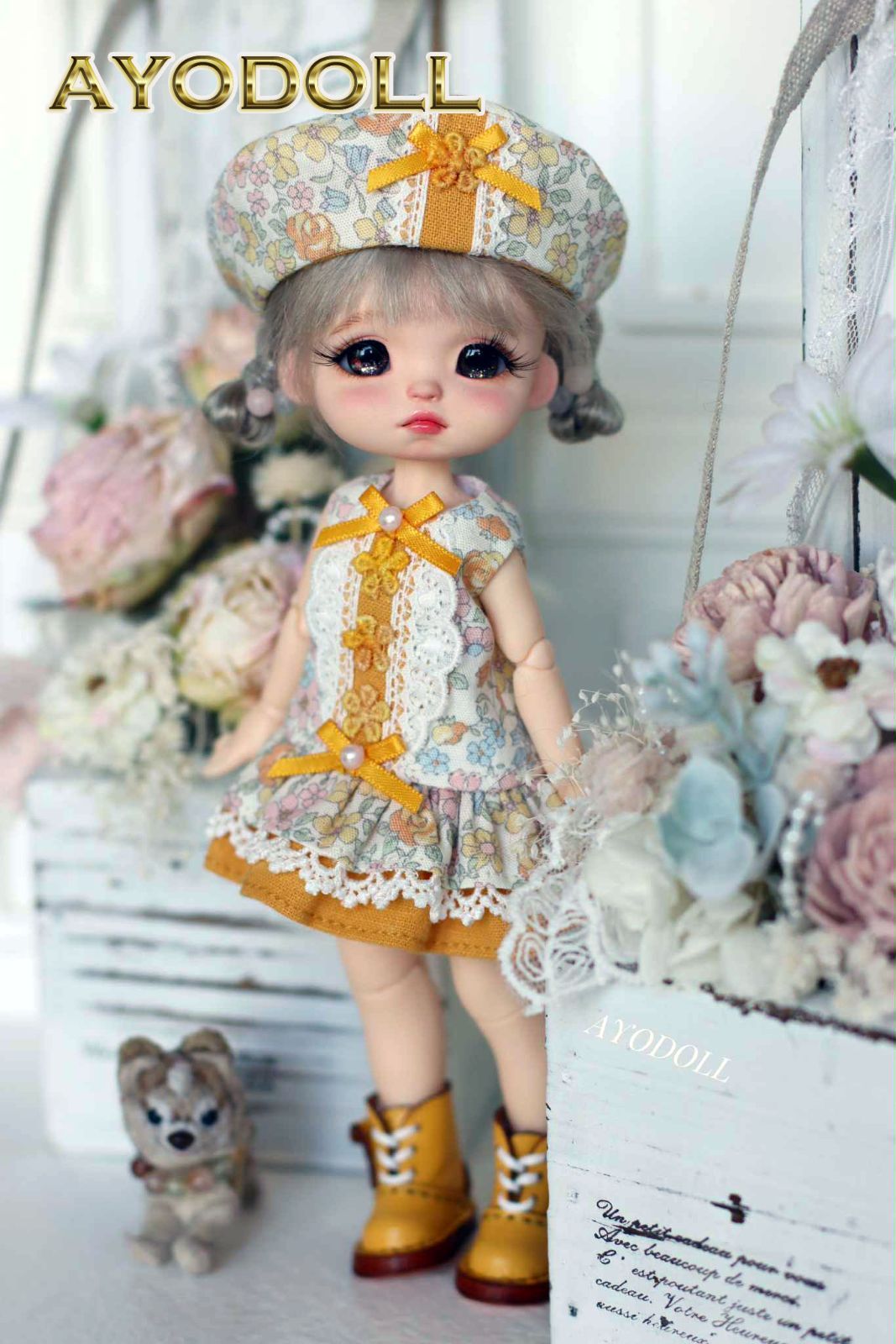 アンティーク ビスクドール オープンマウス クローズアイ 「首裏に