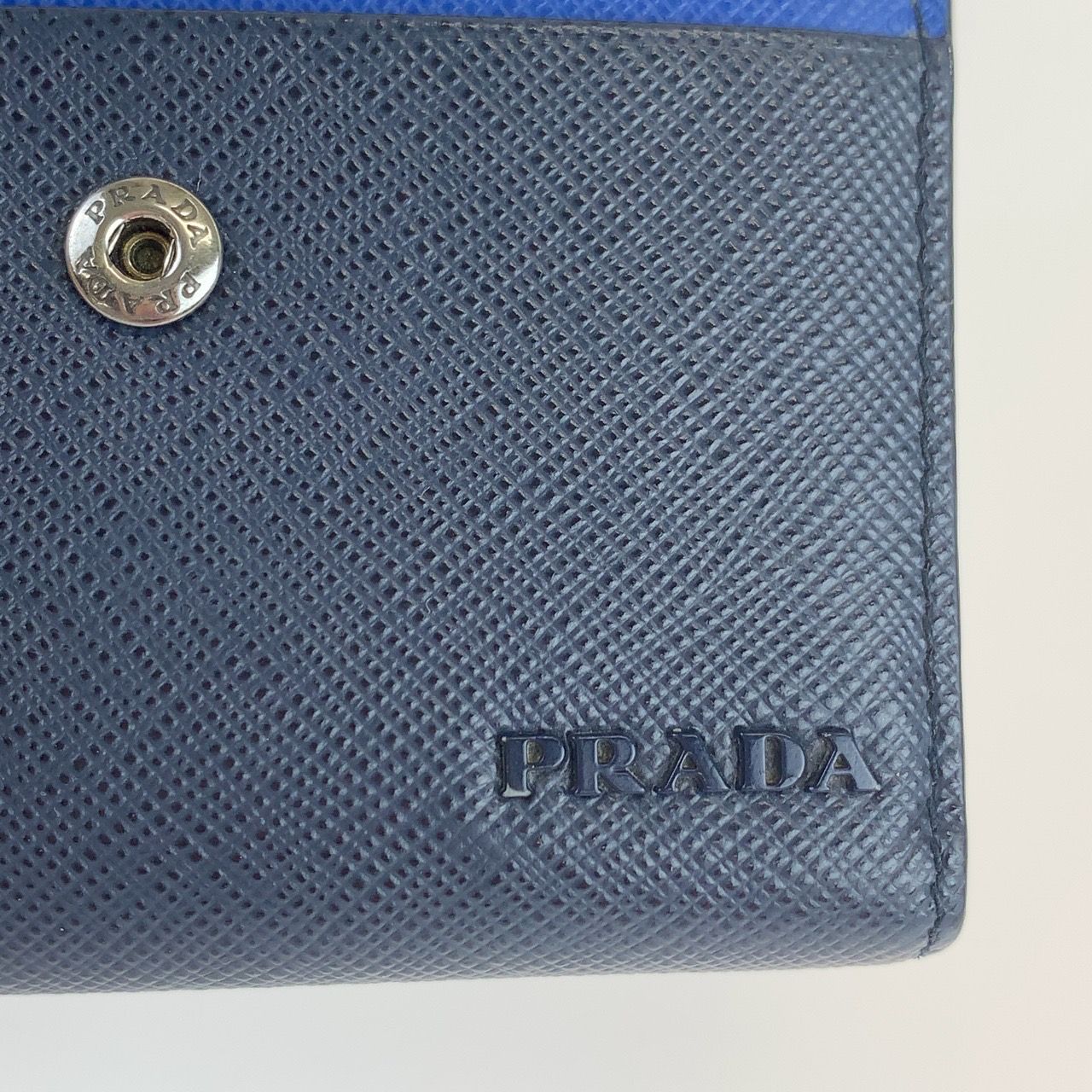 美品 PRADA プラダ サフィアーノ ネイビー 紺 ブルー 青 水色 レザー