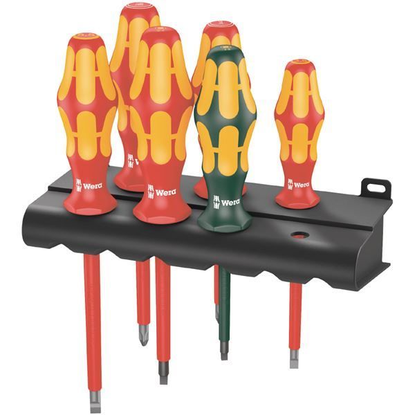 WERA ヴェラ 6本組 Kraftform VDEハンドル 絶縁 ドライバーセット ラック付 347777 工具 作業工具 道具 ツール DIY