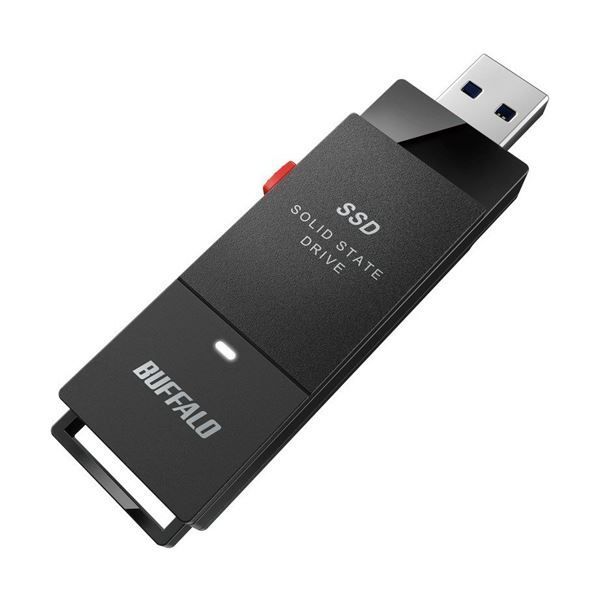 （まとめ）バッファロー USB3.2(Gen1)ポータブルSSD スティック型 500GB ブラック SSD-PUT500U3-BKC 1台（×3セット）