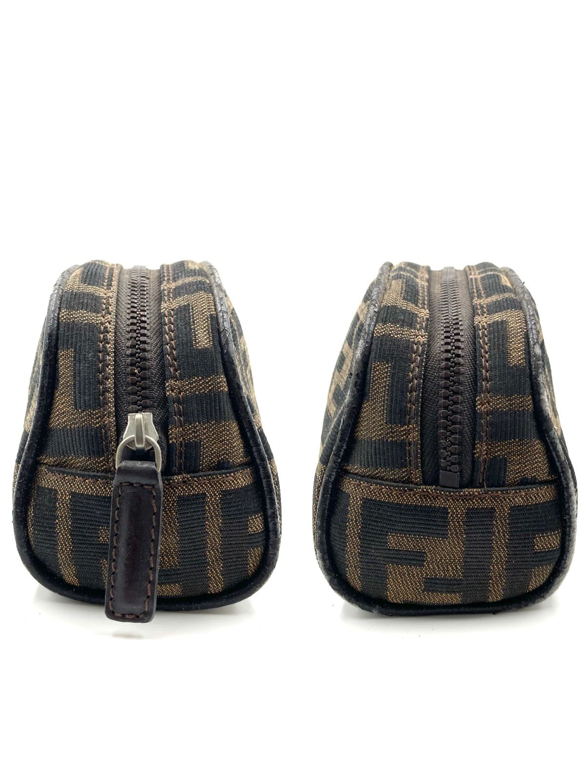 FENDI フェンディ ズッカ コスメポーチ キャンバス ブラウン系