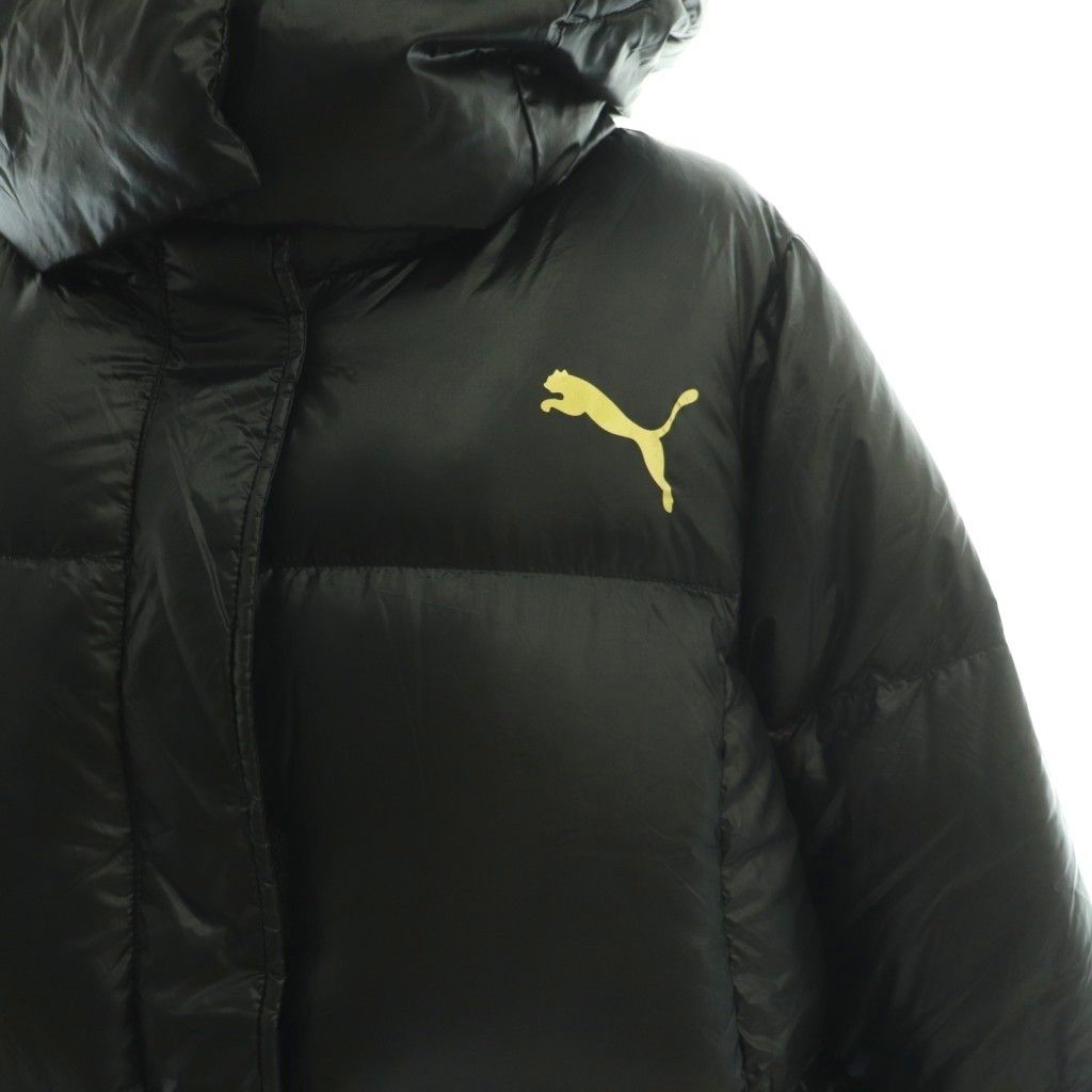 プーマ PUMA ダウンコート ロング ロゴ L 黒 ブラック /AT □OS