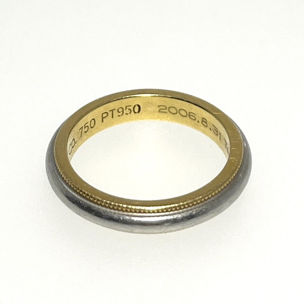 お値下げ　極美品　Tiffanyティファニー　指輪リングミルグレイン Pt950 Tiffany & Co. - ティファニー ミルグレインリング pt950 9号の