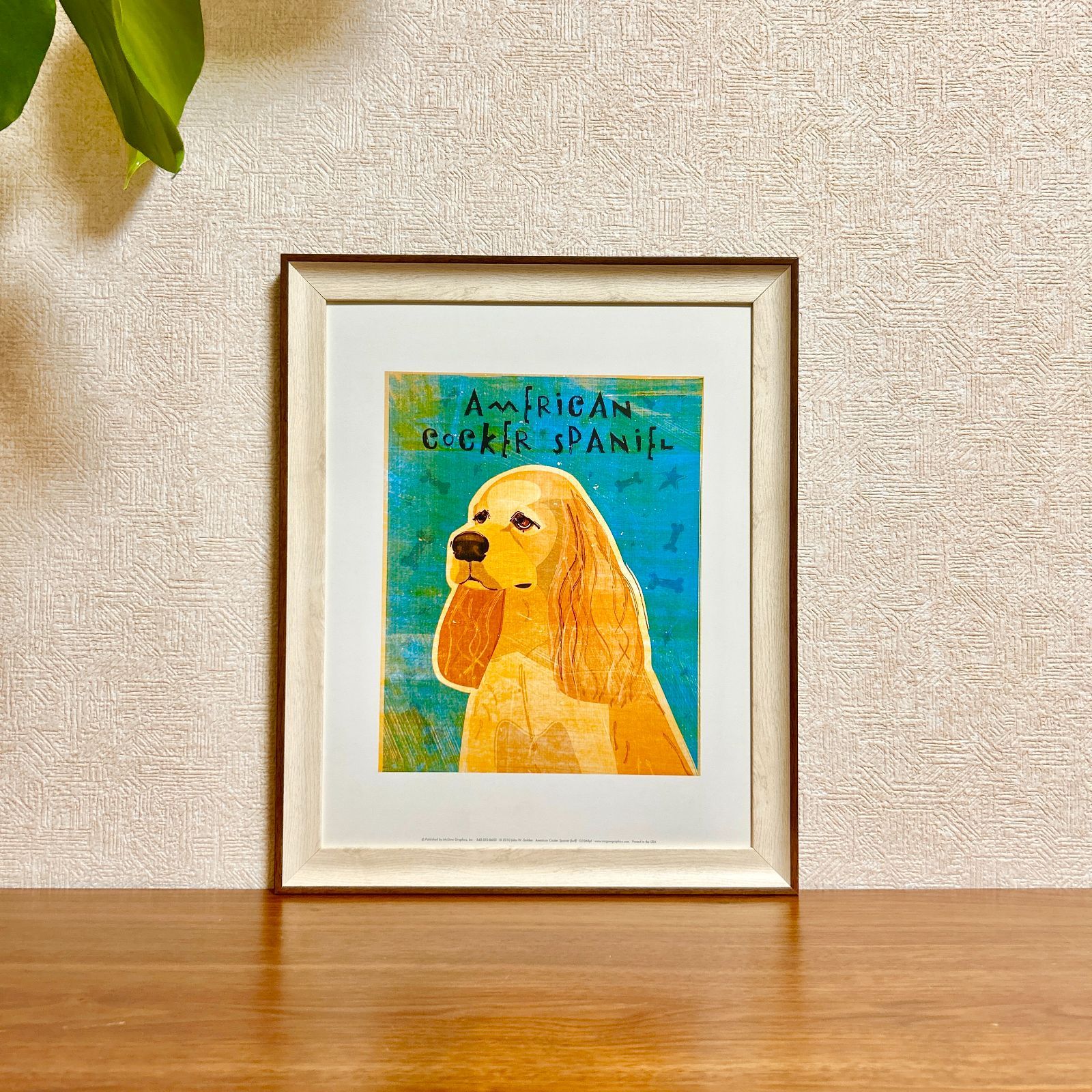 新品☆額縁付アートポスター☆犬の絵☆American Cocker Spaniel (buff)☆アメリカン・コッカー・スパニエル☆インテリア☆動物病院／店舗様必見◆壁掛け☆14