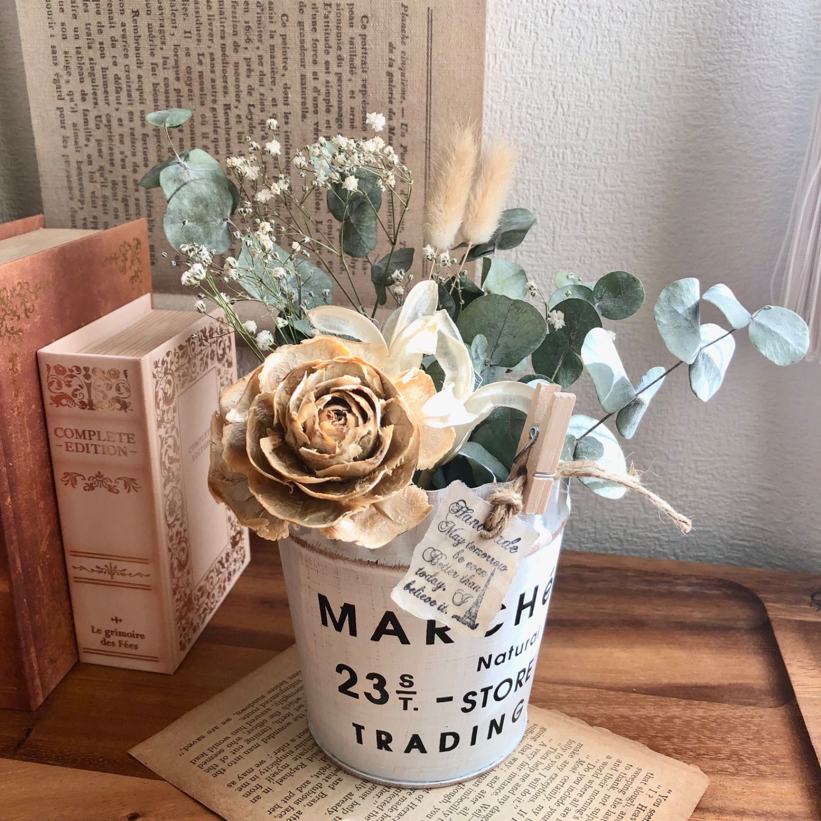 ポット付♡】ユーカリ銀世界 かすみ草 ドライフラワー アンティーク