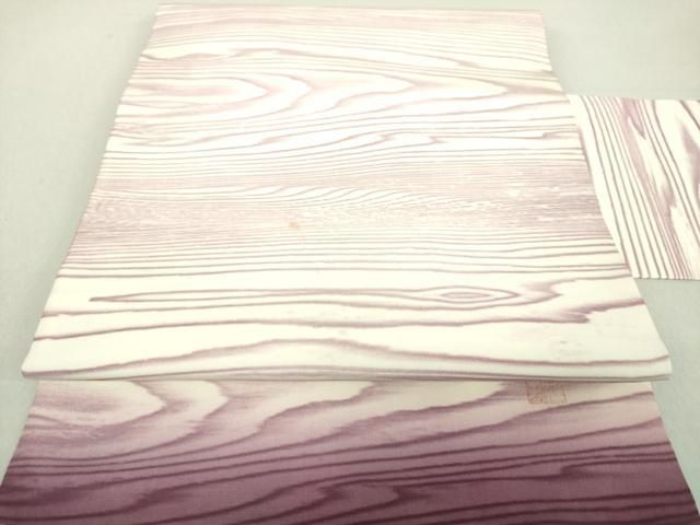 dede 東京友禅 熊谷好博子 塩瀬 九寸名古屋帯 平和屋着物○東京友禅 熊谷好博子 塩瀬 九寸名古屋帯 木目文 正絹 逸品