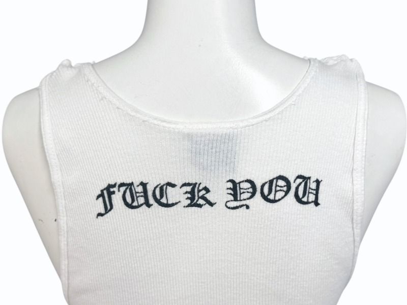 クロムハーツ タンクトップ ホースシュ― FUCK YOU 極美品 CHROME HEARTS クロムハーツ タンクトップ サイズM ホワイト CH