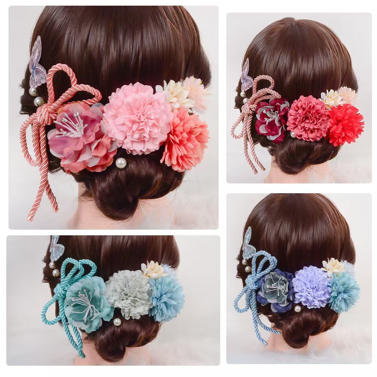 成人式 髪飾り ライフラワー風 造花 セット 花 フラワー 卒業式 袴 振袖 Uピン かすみ草 メール便 送料無料