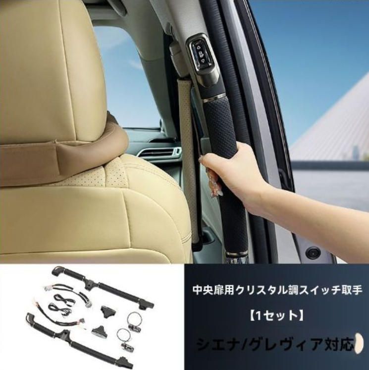 トヨタ アルファード ヴェルファイア シエナ グランビア対応 仮水晶風 中ドアハンドル スイッチカバー 無加工取付 内装ドレスアップ 2個セット