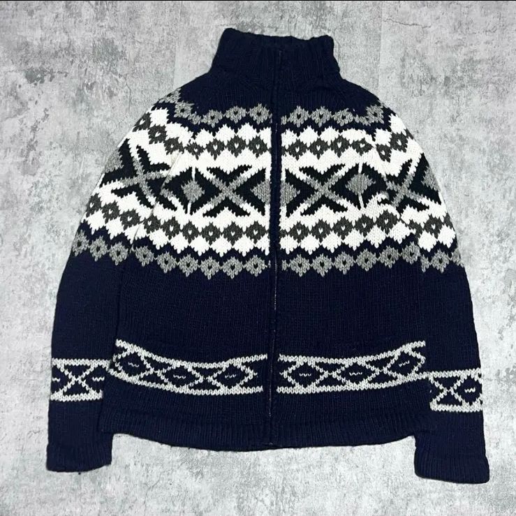 エクアドル製 ニット ジップアップニット エクアドルニット ポケット ウール ニットジャケット ジップアップ