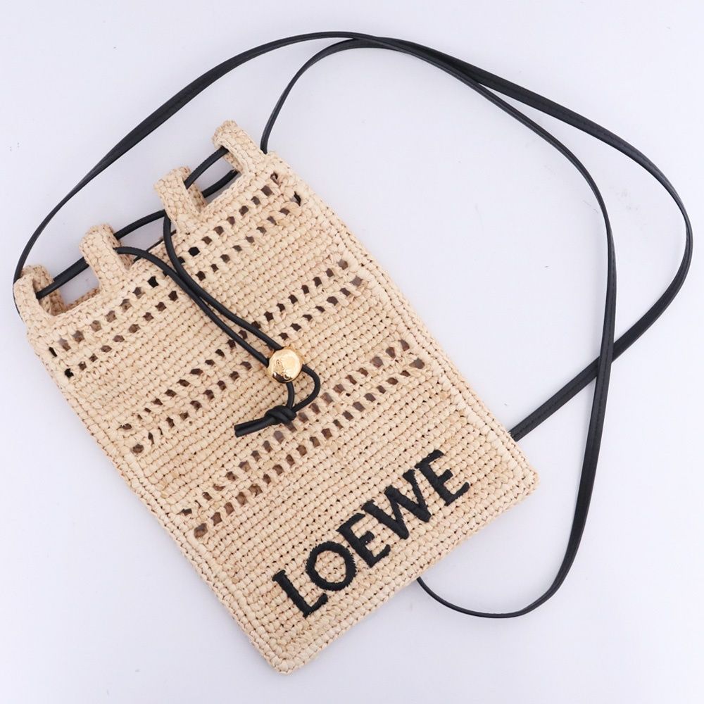 LOEWE ドローストリング ポケット ラフィア ナチュラル C756PHPX01