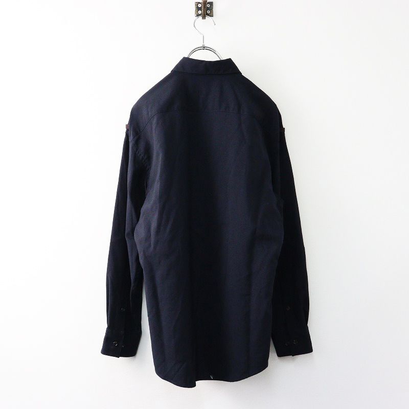 美品 マルニ MARNI ウールトロピカルバイカラーシャツ 44/ネイビー×ブラウン ブラウス 長袖 トップス【2400014224818】 美品 マルニ MARNI ウールトロピカルバイカラーシャツ 44