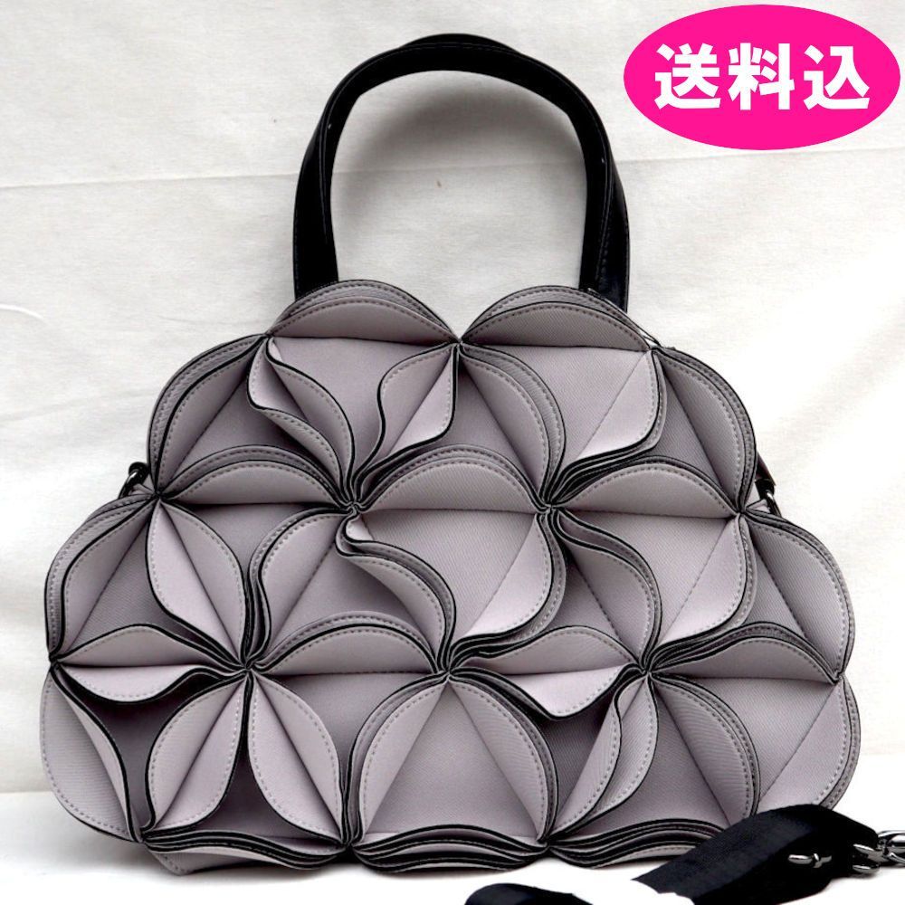 ネオプレン3Dフラワー 2WAY ミニ ボストンバッグ 軽量 JE-343A-LG ライトグレー