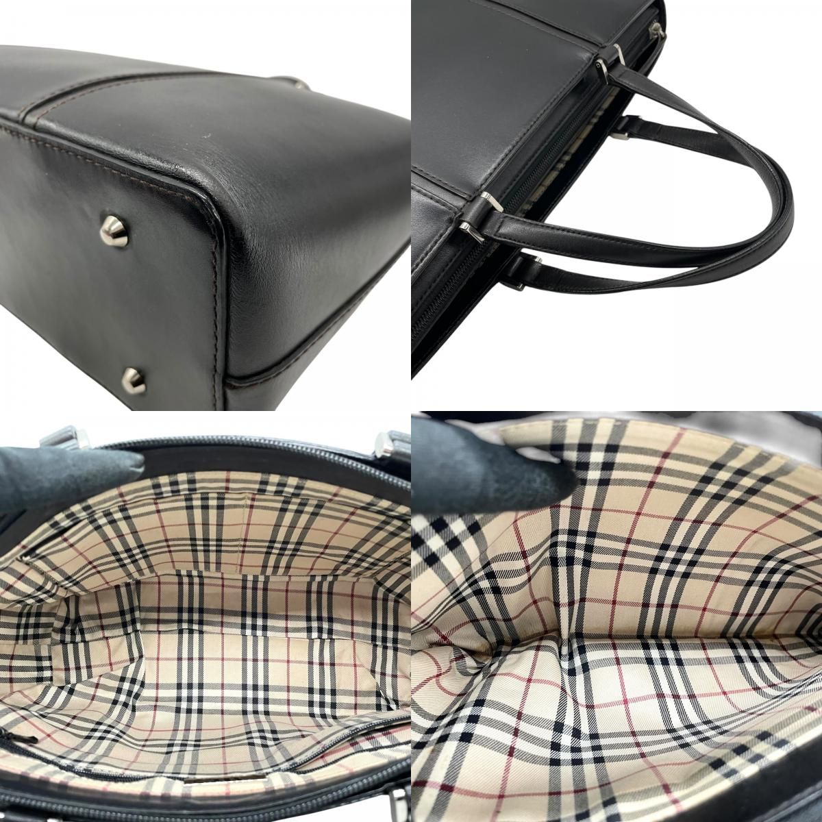 美品 BURBERRY バーバリー ハンドバッグ 本革 レザー 黒 ブラック ノバ