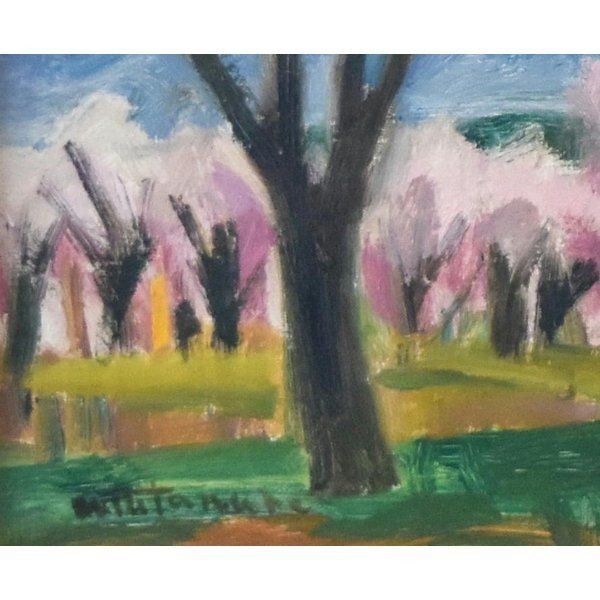 渡辺啓輔 「桜の里」 風景画 油彩 8号 絵画 風景画 美術 アート