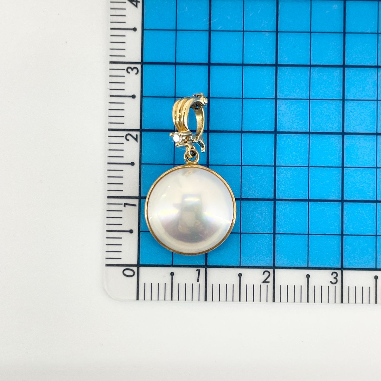 田崎真珠 ネックレストップ K18 ダイヤモンド 0.01ct×マベパール