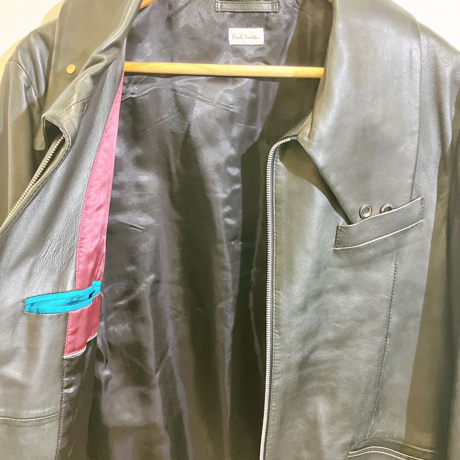 美品】Paul Smith ポールスミス 羊革 レザー ブルゾン ジャンパー