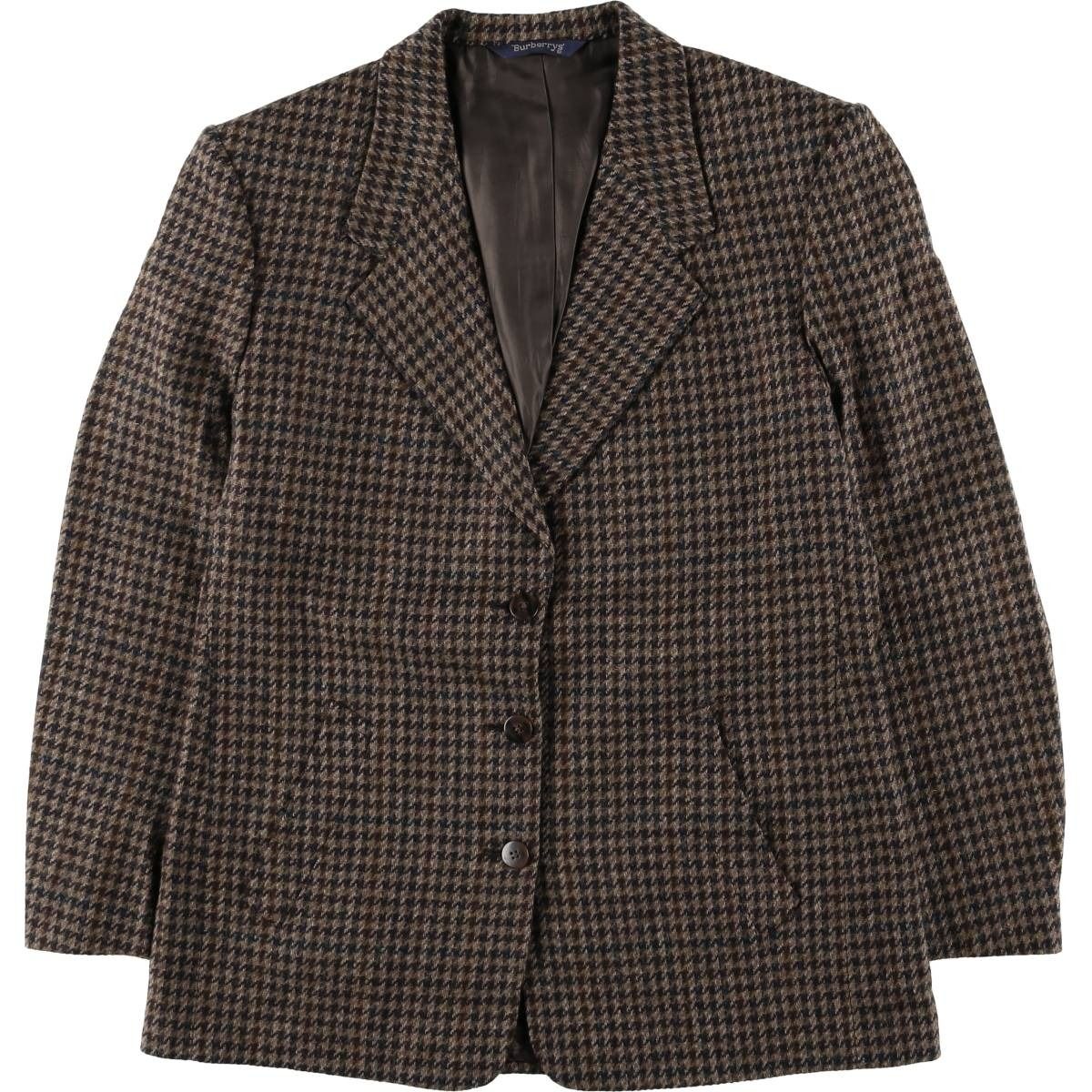 美品　バーバリー　テーラードジャケット希少 入手困難　高級カシミヤ混 古着 バーバリー Burberry's 千鳥格子柄 ウールテーラード