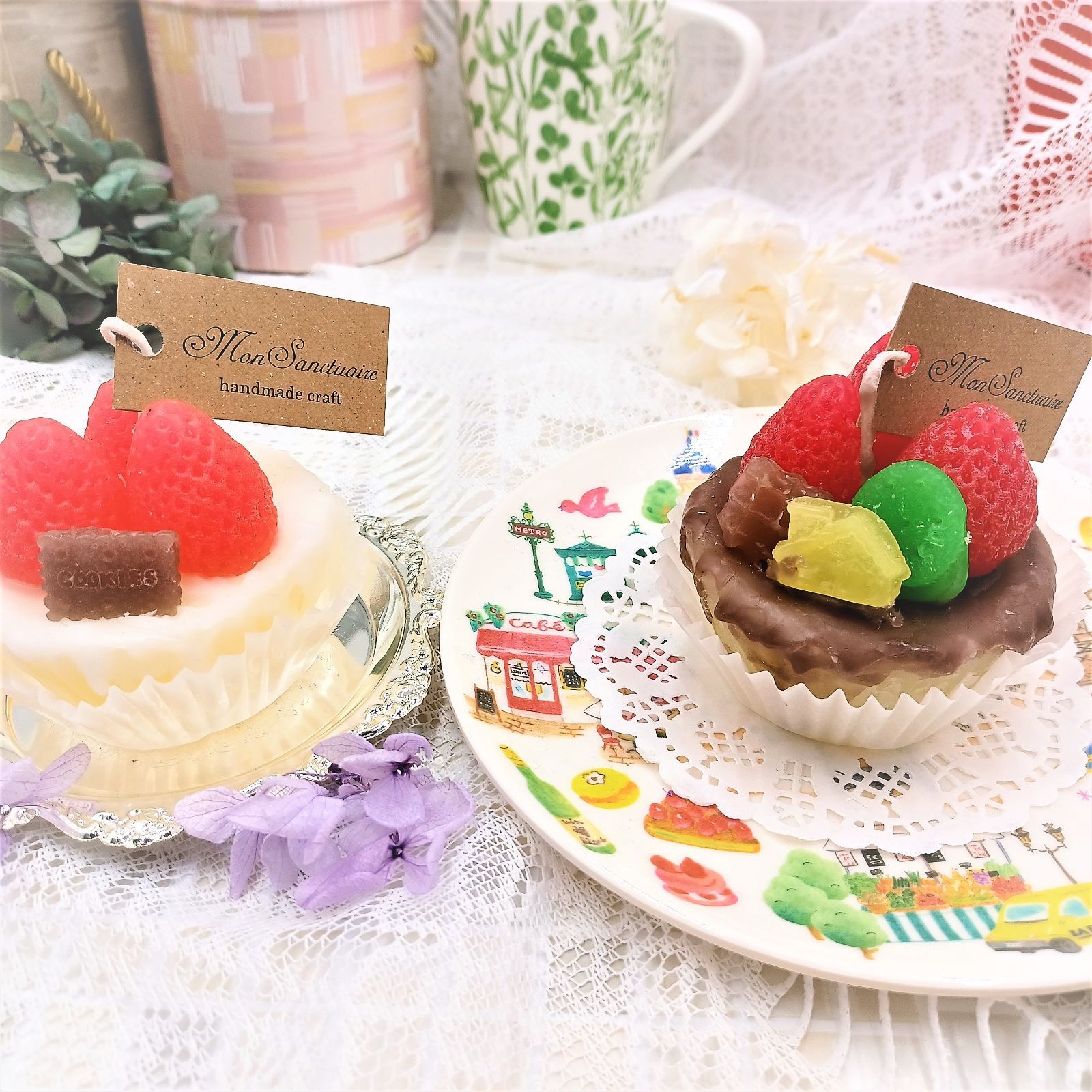 苺ケーキキャンドル2個セット 韓国で人気のスイーツキャンドルモンサンクチュエール メルカリShops