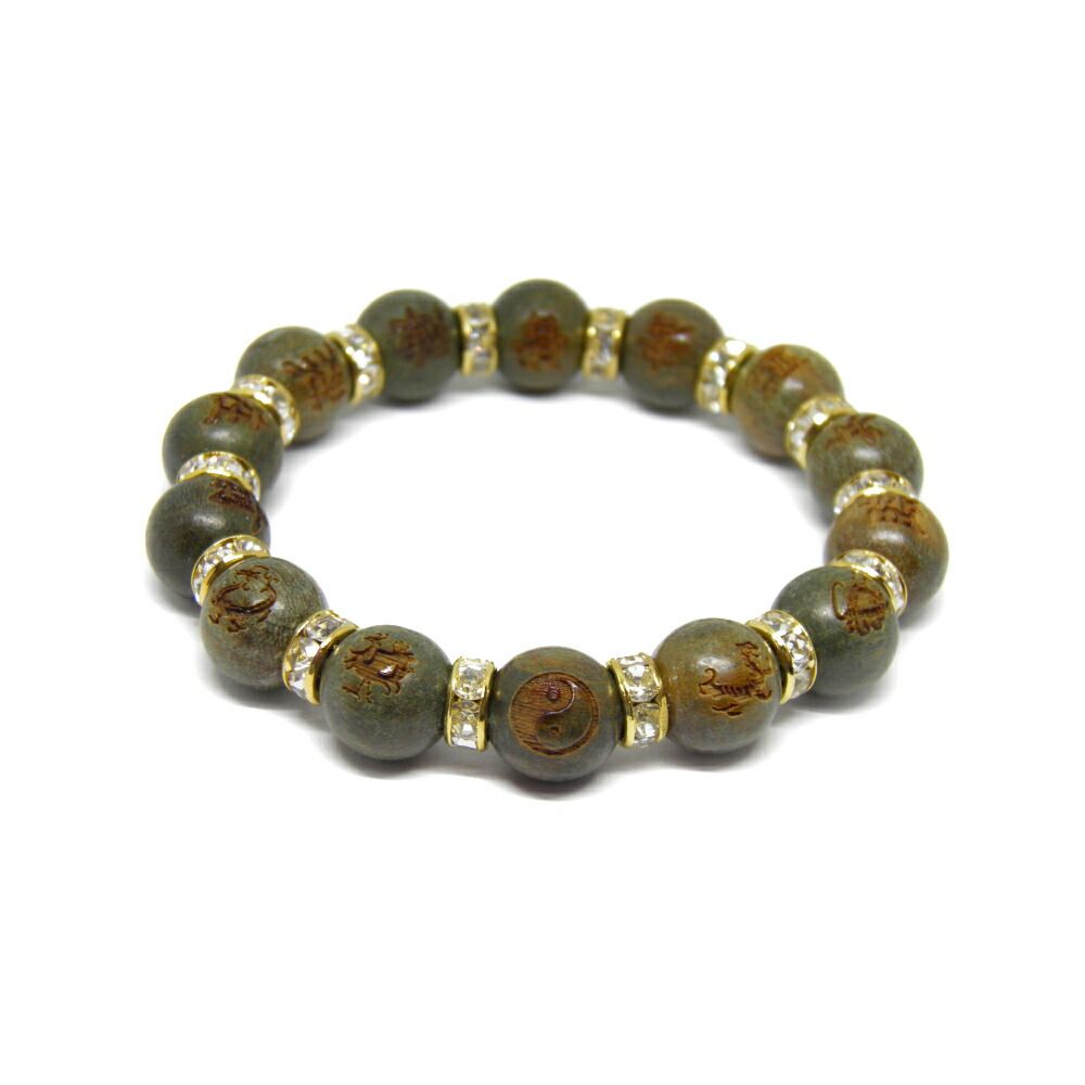 樹 十三仏 梵字 檀香樹 12mm デザインブレスレット タイプ3 天然石
