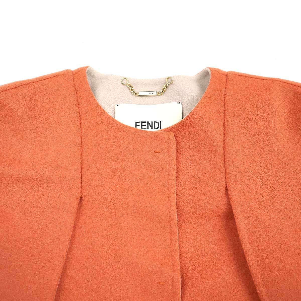 FENDI フェンディ 18AW フォックスファーポケットケープコート オレンジ 38 FF8369 W1D