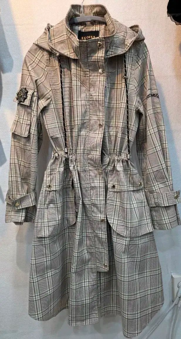 EGOIST エゴイスト チェック フード ロング コート 55 66