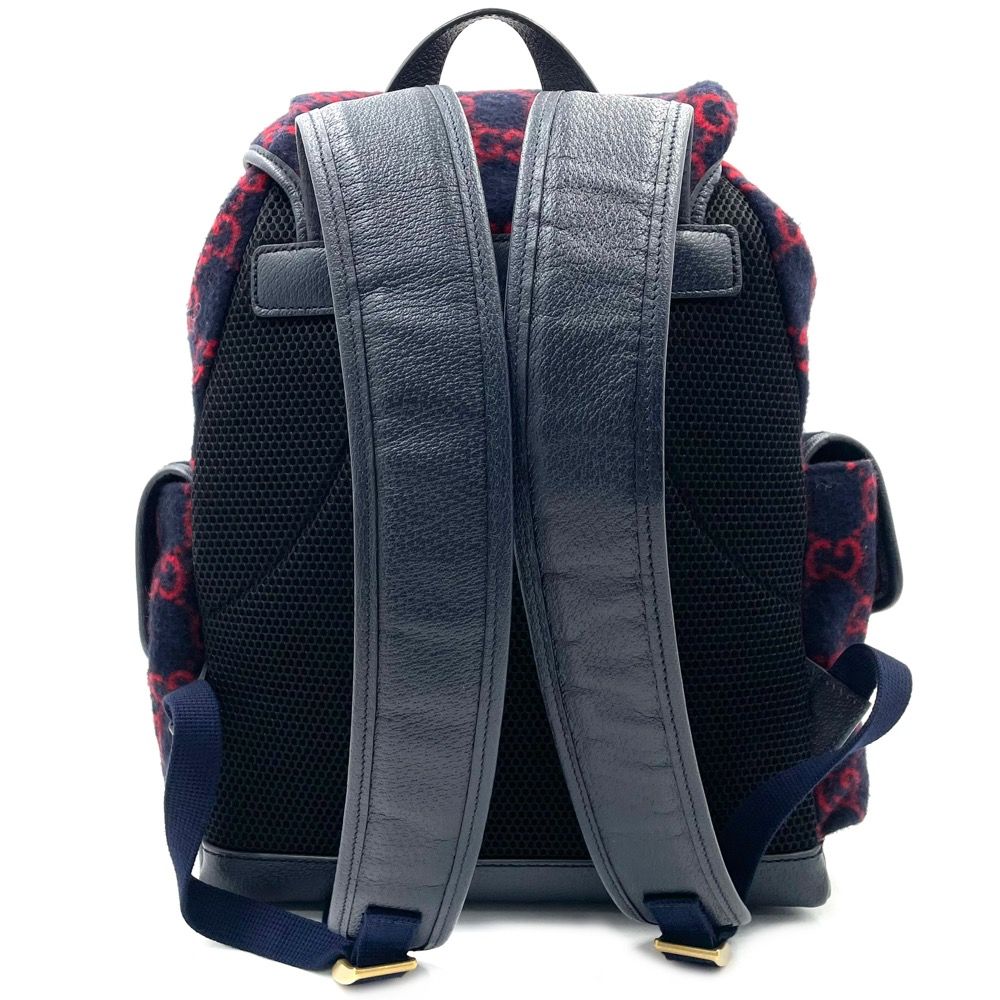 Gucci リュック 赤/紺 ウール/レザー